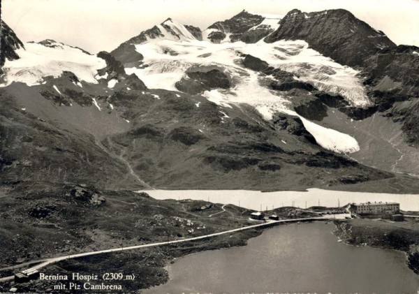 Bernina Hospiz mit Piz Cambrena. 1946 Vorderseite