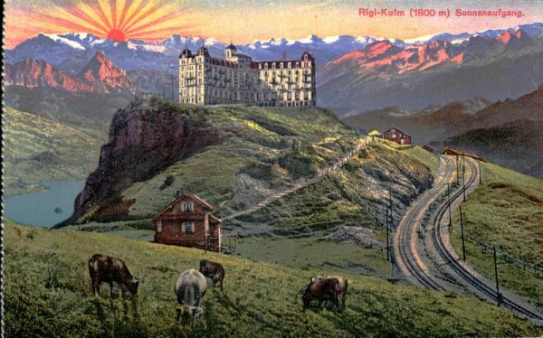 Rigi-Kulm (1800 m) Sonnenaufgang. Vorderseite