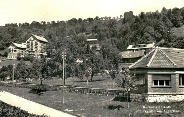 Kuranstalt Ländli mit Pavillon am Aegerisee Vorderseite
