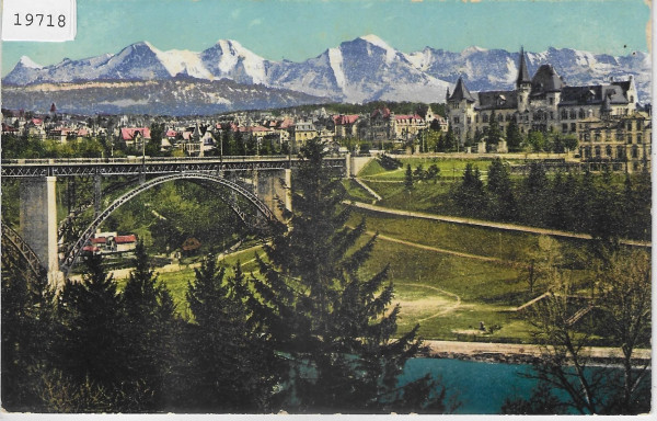 Bern - Kirchenfeldbrücke mit Museum - Litho