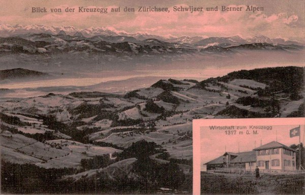 Blick von der Kreuzegg auf den Zürichsee Vorderseite