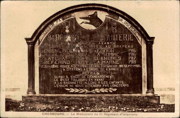 Cherbourg. - Le Monument du Regiment d'Infanterie Vorderseite