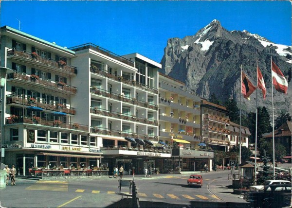 Grindelwald, Dorfpartie mit Wetterhorn Vorderseite