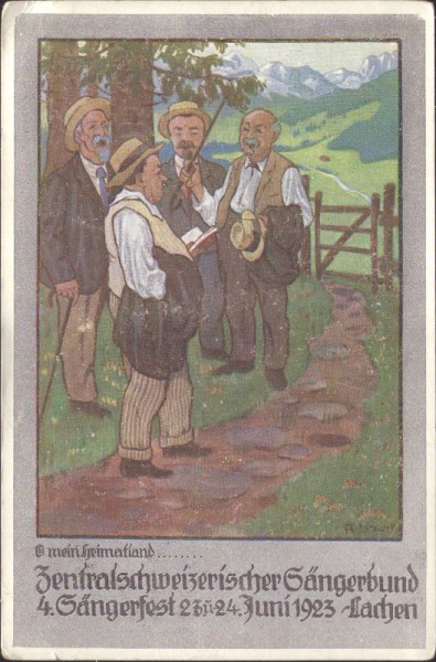 Festpostkarte, Sängerfest 1923, Lachen