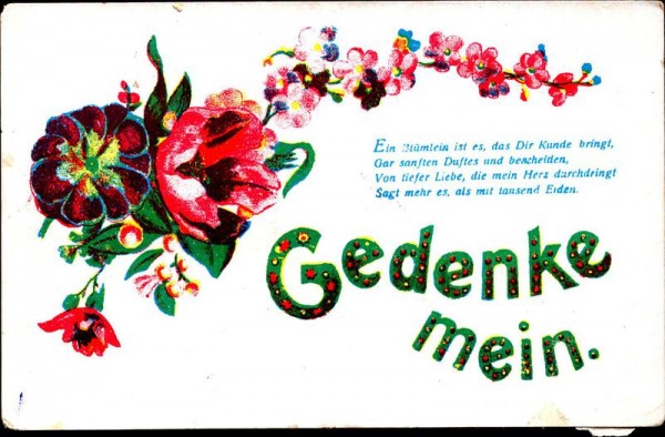 Gedenke mein ... Vorderseite