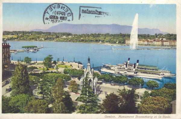 Genève. Monument Brunschwig et la Rade