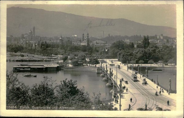 Zürich - Quaibrücke und Alpenquai Vorderseite