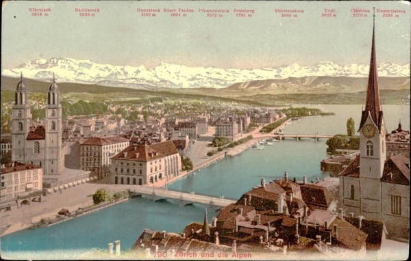 Zürich und die Alpen Vorderseite