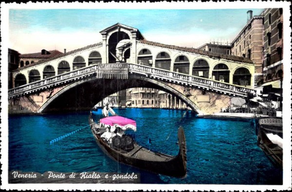 Rialtobrücke und Gondel (Venedig) Vorderseite
