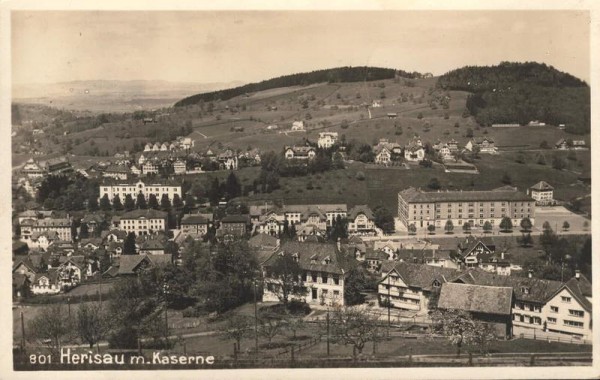 Herisau mit Kaserne. 1930 Vorderseite