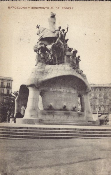 Barcelona. Plaça de Tetuan. Monumento al Dr. Robert. 1914