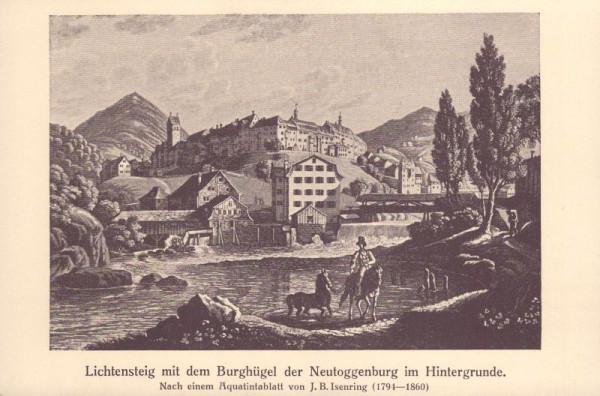 Lichtensteig mit dem Burghügel der Neutoggenburg im Hintergrunde