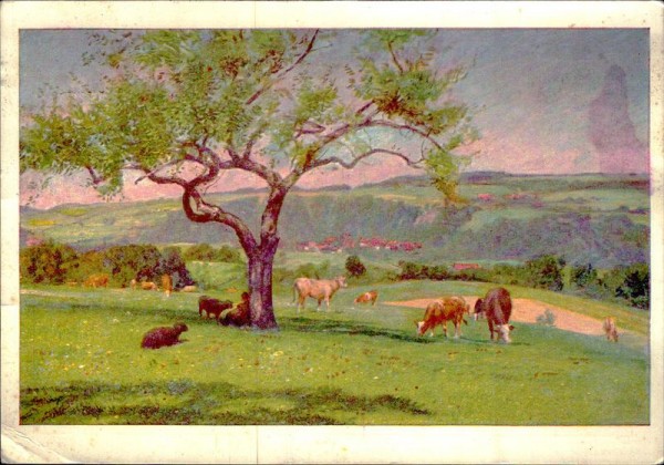 Weide mit Kühe - Eugène Burnand Vorderseite