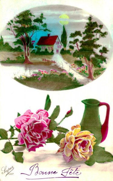 Landschaft und Rosen Vorderseite