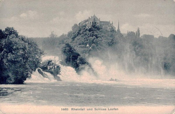 Rheinfall und Schloss Laufen, 1911 Vorderseite