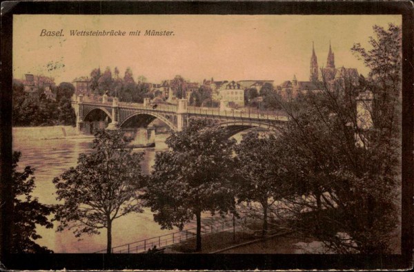 Basel/Wettsteinbrücke mit Münster. Vorderseite