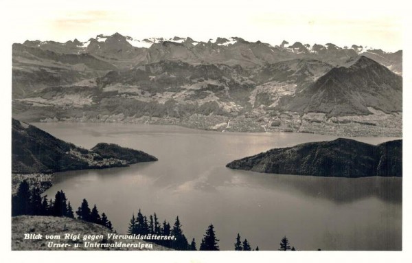 Blick vom Rigi gegen Vierwaldstättersee, Urner- u. Unterwaldneralpen Vorderseite