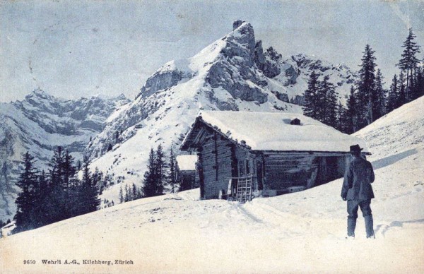 Berg mit Hütte. 1907