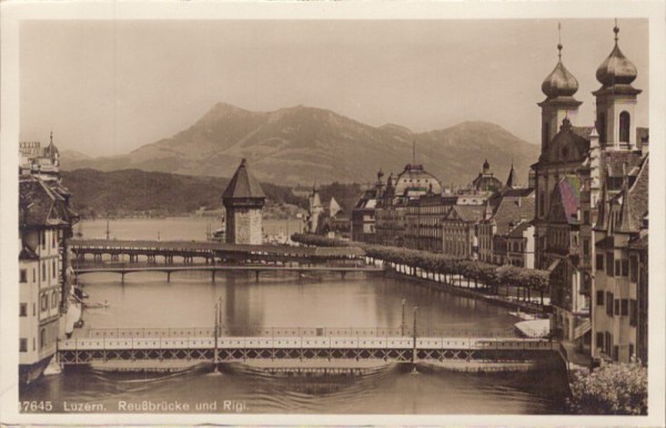Luzern - Reussbrücke und Rigi