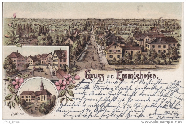 Emmishofen, Gruss aus - farbige Litho - Bernrain