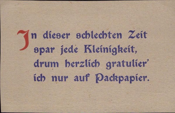 In dieser schlechten Zeit... Vorderseite