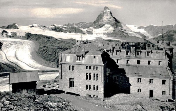 Hotel Gornergrat mit Unt. Theodul-Gletscher u. Matterhorn Vorderseite