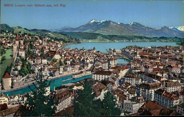 Luzern vom Gütsch aus, mit Rigi Vorderseite