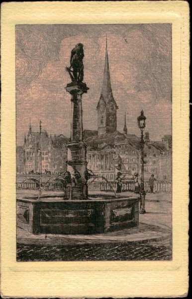 Brunnen auf dem Rathausquai Vorderseite