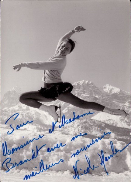 Autogrammkarte von Eiskunstläuferin, ev. Nicole Hassler