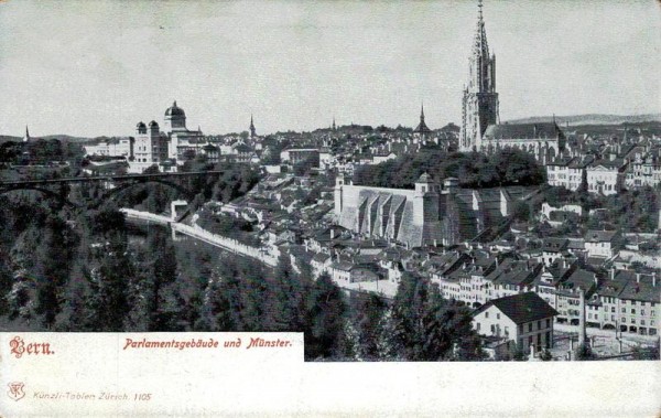 Parlamentsgebäude und Münster, Bern Vorderseite