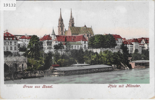 Gruss aus Basel - Pfalz mit Münster - Litho