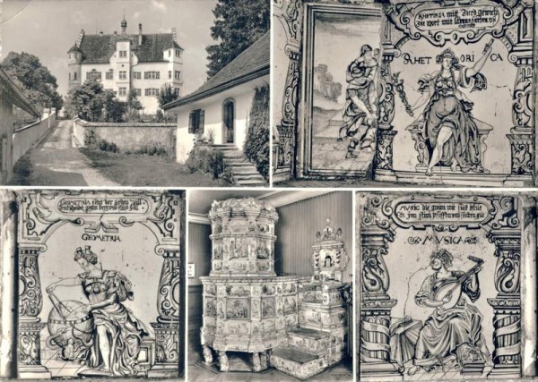 Schloss Sonnenberg, Stettfurt TG. Steckborerofen mit Füllkacheln von Ludwig Pfau. Vorderseite