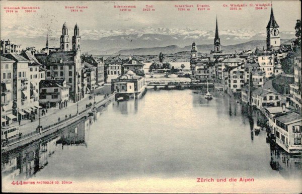 Zürich und die Alpen Vorderseite