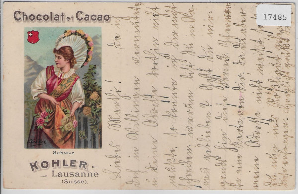 Chocolat et Cacao Kohler - Schwyz Tracht - Litho 1899 - Stempel: Meilen