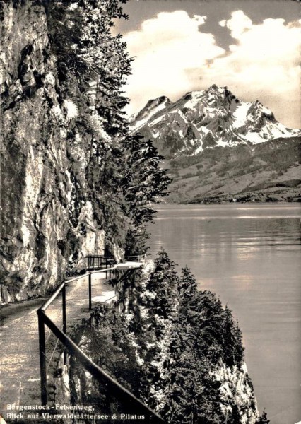 Bürgenstock-Felsenweg. Blick auf Vierwaldstättersee & Pilatus Vorderseite