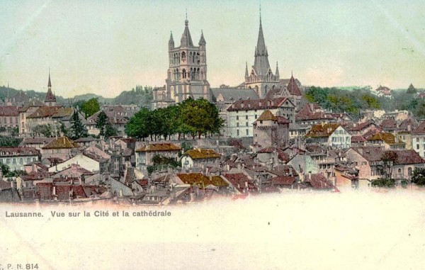 Lausanne, Vue sur la Cité et la cathédrale Vorderseite