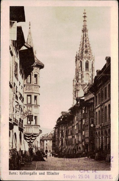 Bern, Kesslergasse und Münster Vorderseite
