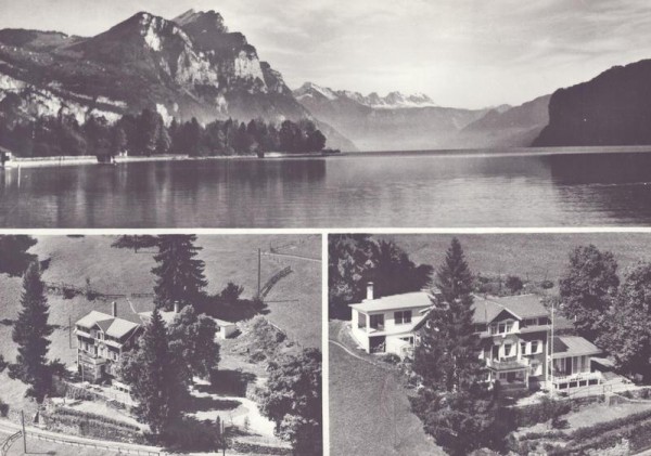 Hotel-Pension "Sonnenberg", Amden SG ob dem Walensee  -  Flugaufnahmen Vorderseite