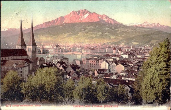 Luzern und Pilatus (2132 m) Vorderseite