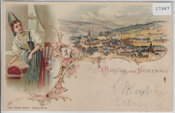 Gruss aus Herisau - Litho - UPU 1900 nach Bregenz