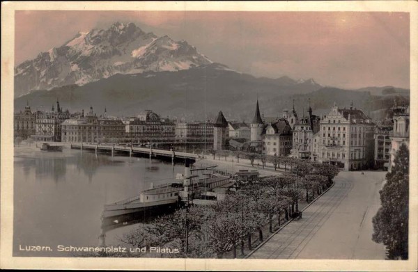 Luzern, Schwanenplatz und Pilatus Vorderseite