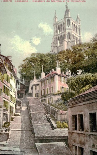 Lausanne, Markt-Treppen Vorderseite