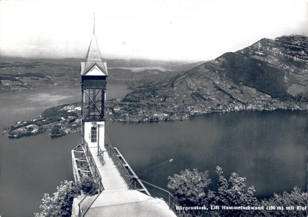 Bürgenstock. Lift Hammetschwand mit Rigi Vorderseite