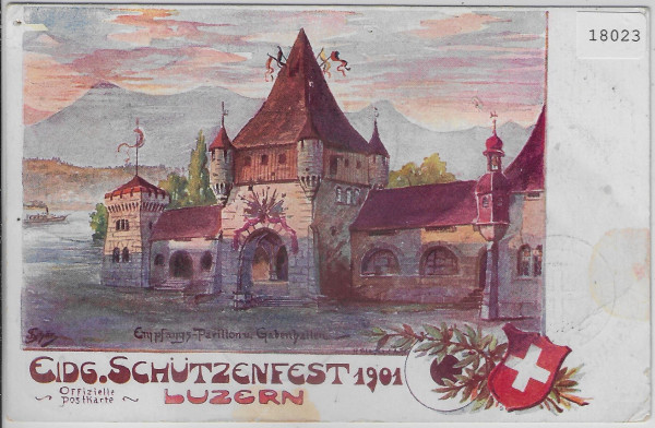 Eidg. Schützenfest Luzern 1901 - Stempel: Eidg. Schützenfest (2 Nadelstiche)