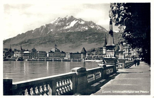 Luzern, Schweizerhofquaimit Pilatus. 1940 Vorderseite