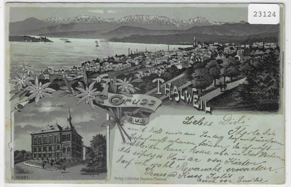 Gruss aus Thalwil Thalweil - Mondschein-Litho - UPU 1900