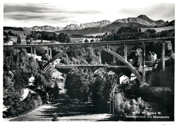 St.Gallen, Sitterbrücke mit Säntiskette Vorderseite