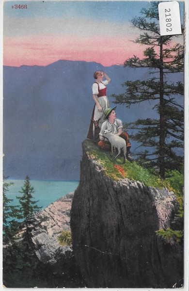 Heidi und der Geisenpeter - Mit Ziege und Schaf - Litho