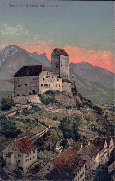 Sargans, Schloss mit Falknis Vorderseite