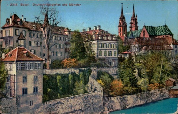 Basel. Deutschrittergarten und Münster Vorderseite